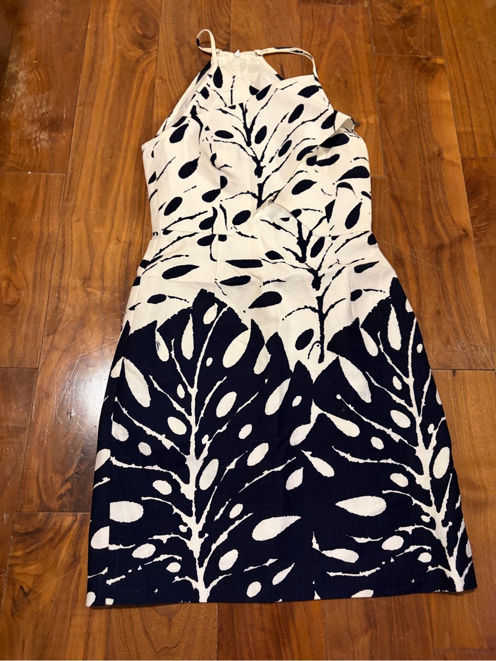 Trina Turk Black and White Leaf-Print Dress